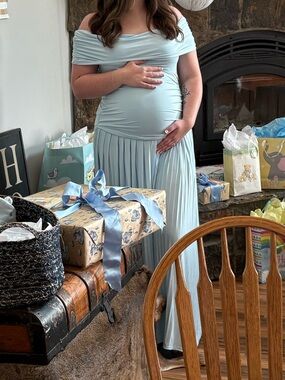 Maternity Strapless Light Blue Dress